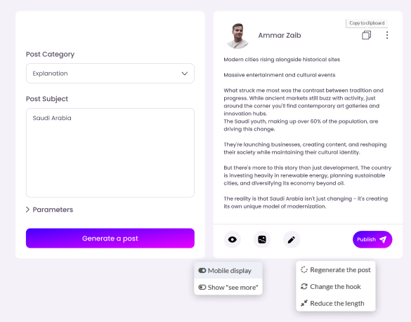 Linkedin Post Generator and Hook Generator