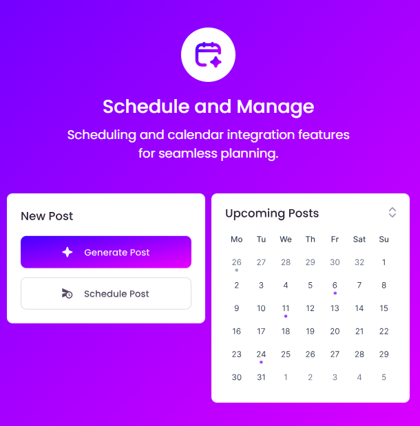Plan and schedule LinkedIn posts in advance with Spiry’s built-in scheduling feature. Set posting dates and times to stay consistent on LinkedIn without manual posting, ensuring your personal brand stays active even on busy days.